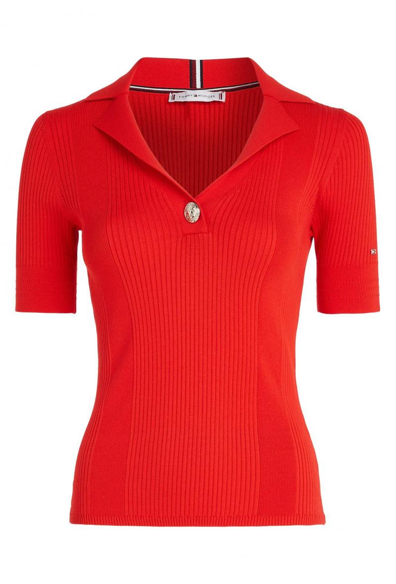 Pullover a polo aderente Rosso<br />(<strong>Tommy hilfiger</strong>)