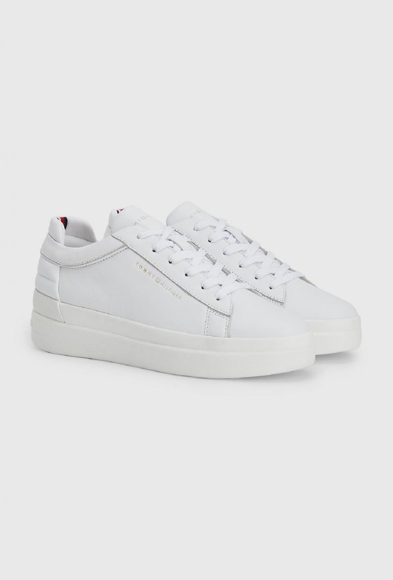 Sneakers in pelle con suola alta Bianco<br />(<strong>Tommy hilfiger</strong>)