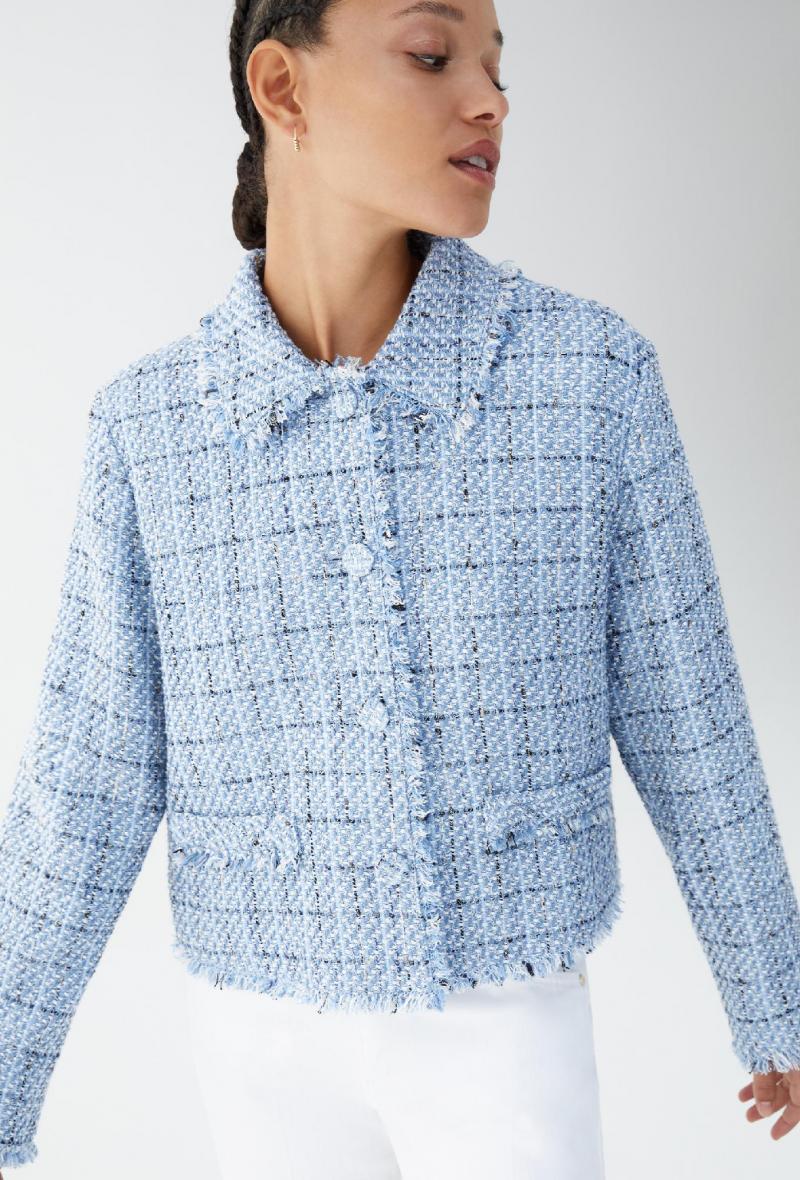 Giacca boxy in tweed misto cotone Azzurro<br />(<strong>I blues</strong>)