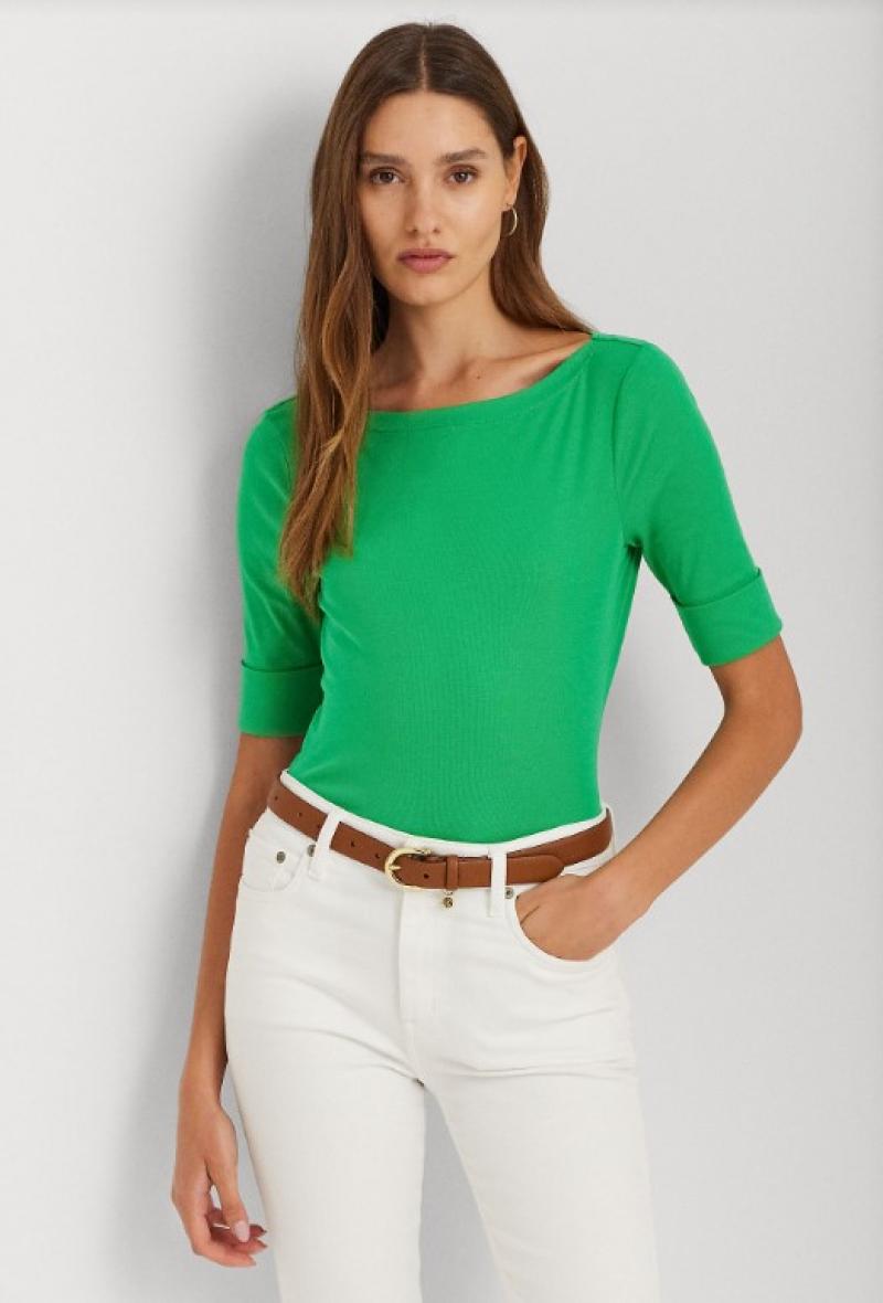 T shirt con scollo a barchetta Verde<br />(<strong>Lauren ralph lauren</strong>)